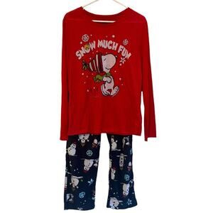 Peanuts Snoopy Snow‎ Much Fun Pajamas Medium NWT